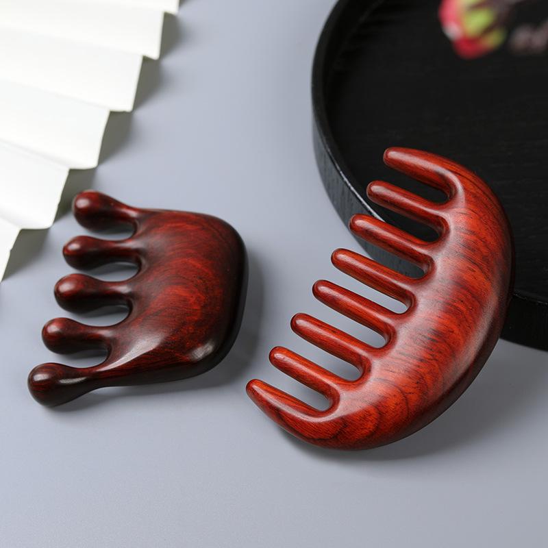 櫛 紫檀 緑檀 白檀 マッサージ 経絡ケア 頭皮ケア 五本指 丸頭 無垢材 高級感 天然木材 血行促進 スカ..