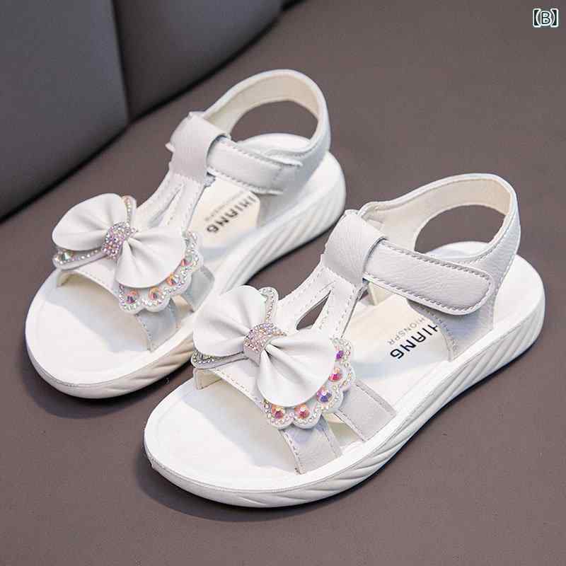 Sandalias Niña, Niña, Infantil, Princesa, Roma, Gladiador, Cinta, Suela Blanda, Antideslizante, Piel PU, Suela de Goma, Velcro, Rosa, Marfil, Primavera/Verano, Salir, Estilo Coreano — vista 3