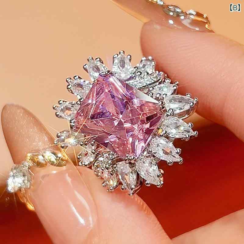 あじゅりのジュエリーセット レディース 指輪 リング イヤリング 長方形ジルコニア カラーストーン 欧米風 ファッション 高級感 上品 エレガント デイリーユース パーティー 贈り物 銅製｜アングル3