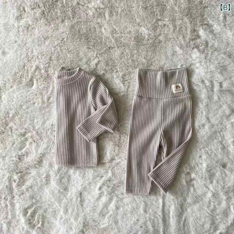 ベビー服 男女兼用 ユニセックス 韓国ファッション 無地 長袖 パンツセットアップ ...