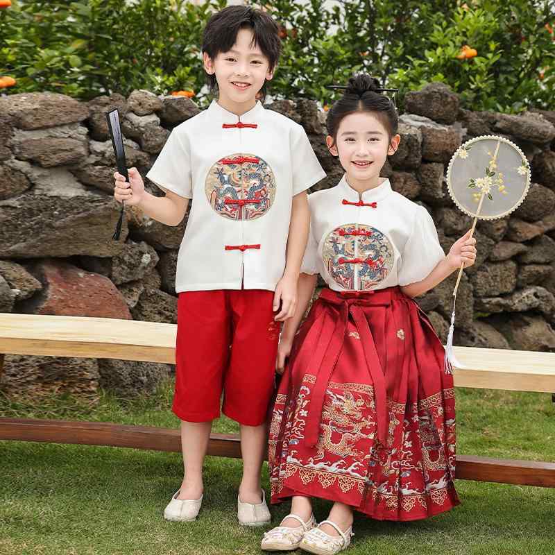 キッズ 民族服 男の子 女の子 男女兼用 ベビー 小中学生 唐装 漢服 中華風 古典風 華やか 幻想的 発表会 舞台 イベント 学芸会 夏祭り 柔らかい肌触り セットアップ