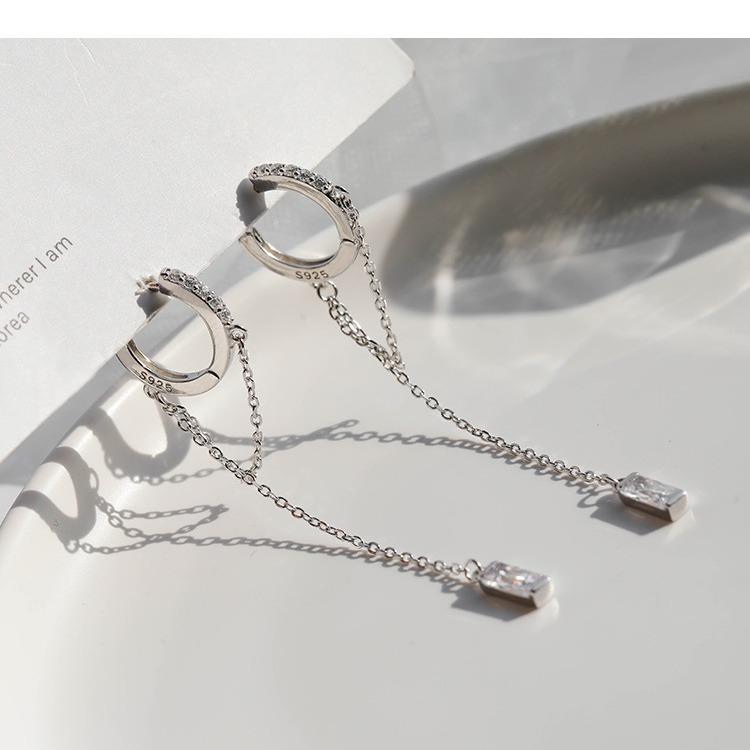 White Coral - ピアス レディース 韓国風 ファッション シンプル サークル フープ 揺れる ドロップ プラチナカラー 銅製 通勤 オフィス カジュアル デイリー 普段使い
