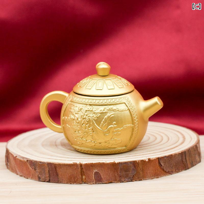 置物 真鍮製 銅製 茶器 酒器 ティーポット ワインポット 百福 龍鳳 開運 招福 オフィス デスク インテリア 卓上 飾り 工芸品 高級感 ajyuri-10495694 あじゅり サンプル画像3
