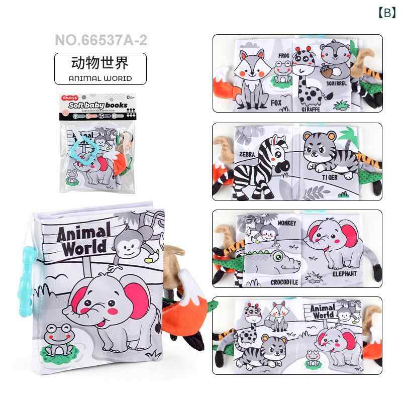 布絵本 ベビー 赤ちゃん 知育玩具 早期教育 布おもちゃ しっぽ付き シャカシャカ音...
