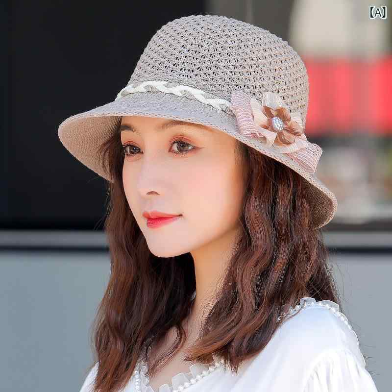 麦わら帽子 レディース 春夏 カジュアル つば広 日よけ 紫外線対策 折りたたみ式 ...