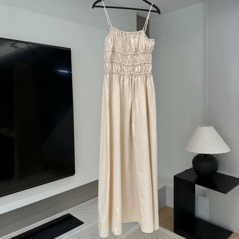 ワンピース レディース 女性用 春夏 ポリエステル キャミソール ノースリーブ ミディ丈 プリーツ オフホワイト フレンチ エレガント 上..