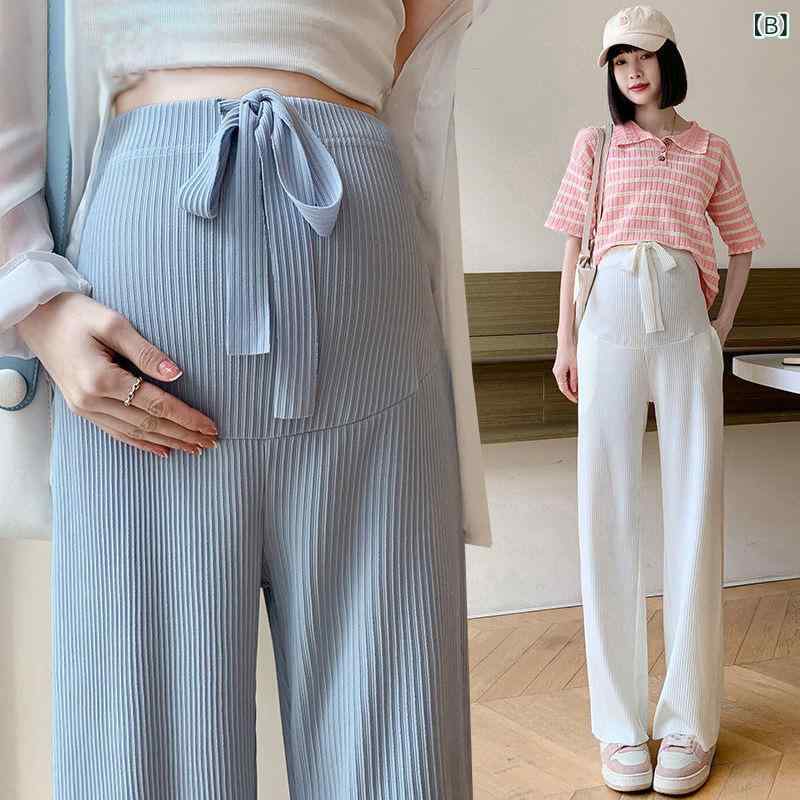 パンツ マタニティ 妊婦服 ワイド ストレートシルエット 接触冷感 薄手 涼しい ゆったり リラックス 大きいサイズ 高伸縮性 ストレッチ ポリエステル ルームウェア 夏 黒 ピンク グレー ブルー