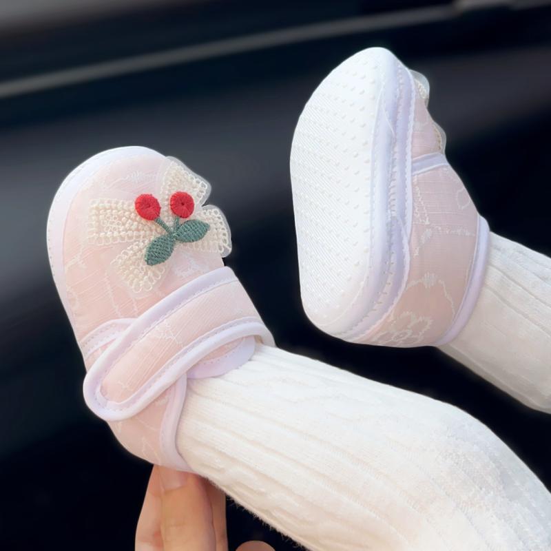 宝宝鞋 - ベビーシューズ 女の子 ファーストシューズ プレシューズ 新生児 0歳 1歳頃 夏秋 コットン ソフトソール やわらか底 脱げにくい 歩きやすい プリンセス お姫様風 かわいい 赤ちゃん靴