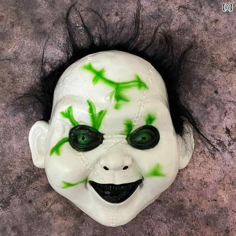 あじゅりのマスク チワワ ピエロ ホラー 怖い 仮面 コスプレ 仮装 変装 密室脱出 イベント パーティー ハロウィン イースター カーニバル プラスチック 樹脂 ブラック ブルー ブラウン｜アングル2
