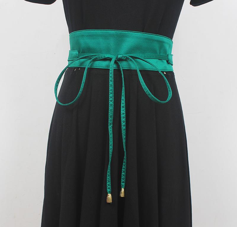 サッシュベルト レディース エスニック 韓国ファッション シルクサテン調 布帛 幅広 ロング ウエストマーク スカート ワンピース コート セーター 多用途