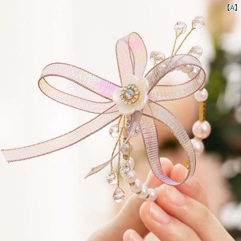 あじゅりのリストブーケ 花嫁 ブライズメイド リストレット ナチュラル ボタニカル ロマンティック かわいい ウェディング 結婚式 ブライダル 披露宴 二次会 ゲスト お呼ばれ 腕飾り ブレスレット 布製｜アングル2