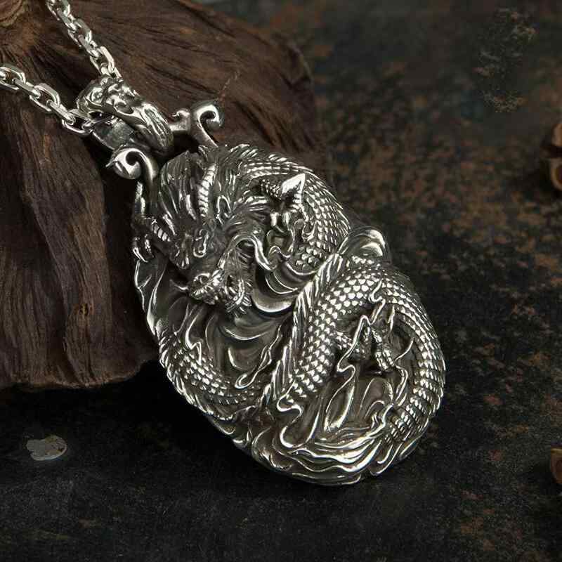 ・素材: 銅・加工: 電気メッキ・種類: 神龍単体ペンダント、神龍+60cmパールチェーン・モチーフ: 龍鳳紋様・スタイル: 民族風、レトロ・カテゴリ: ネックレス