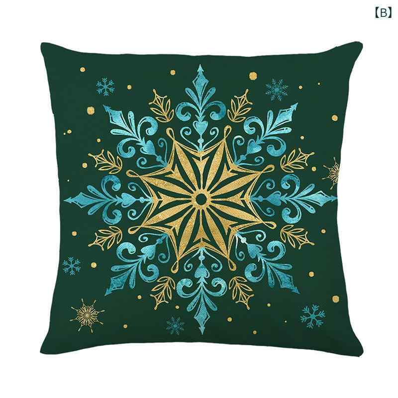 クッションカバー クリスマスツリー プリント 緑 リネン風 北欧風 45x45cm 正方形 ...