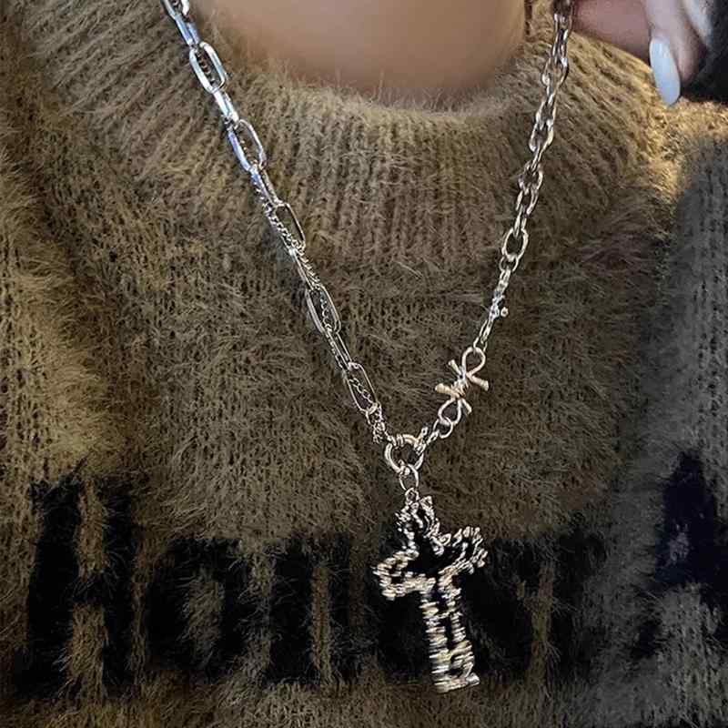 ネックレス レディース メンズ パンク ヒップホップ クロス ロング丈 合金製 電気メッキ加工 トレンド ファッション ストリート カジュアル アクセサリー