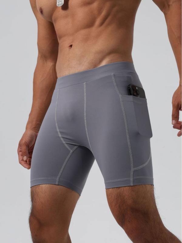 ショートパンツ メンズ ナイロン ストレッチ 接触冷感 シャークスキン生地 3分丈 コンプレッション スパッツ 厚手 透け防止 ポケット付き スポーツ フィットネス ヨガ ランニング 夏