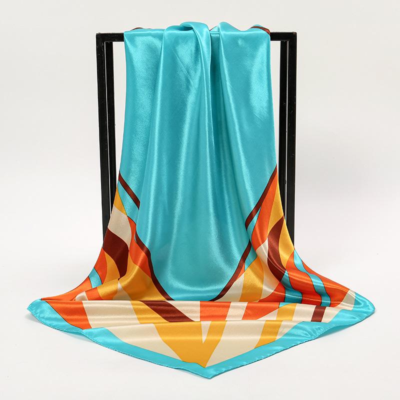 スカーフ レディース 欧米ストリートファッション ペイズリー 花柄 バイカラー サテン 大判 バンダナ ..