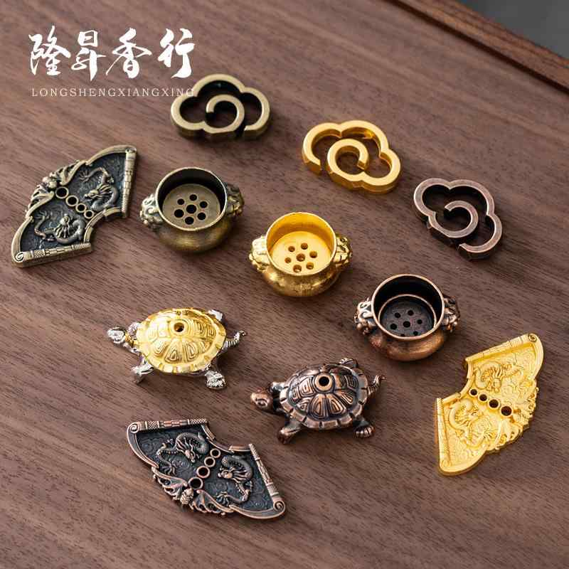 incense Burners - お香立て 亜鉛合金製 真鍮 ひょうたん 亀 蓮 龍 祥雲 水滴 花 線香立て 渦巻香皿 香炉 香台 複数穴 ミニ 小型 コンパクト 和モダン 瞑想 癒し インテリア 金色 銀色 古銅色 青銅色