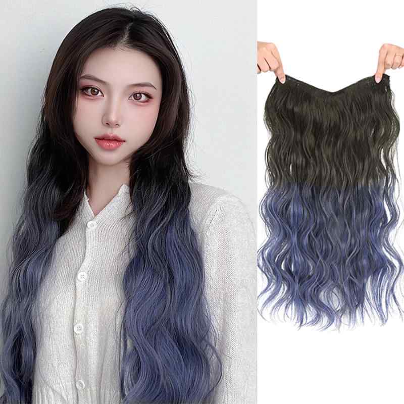 ヘアピース レディース ロング エクステ 自然 グラデーション 巻き髪 水波ウェーブ ふわふわ ボリュームアップ 一体型 ワンタッチ 高品質耐熱ファイバー 簡単装着 イメチェン 普段使い