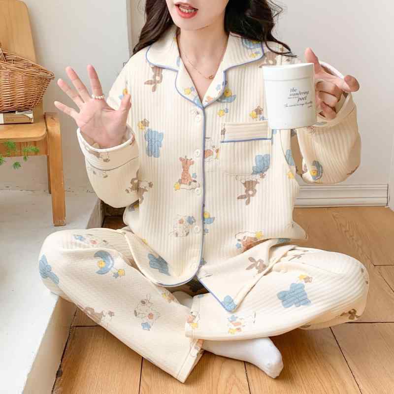 ・カテゴリ: セットアップ・主な素材: 綿（30%以下）・袖丈: 長袖・パンツ丈: 長ズボン・カラー展開: グリーン、ピンク、アプリコット、ホワイトピンク、イエロー・サイズ展開: M、L、XL、XXL・スタイル: カートゥーン・生地の厚さ: 適度（181-200g/平方メートル）