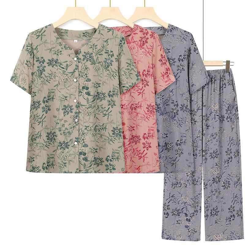 セットアップ レディース シニア ミセス 60代 70代 80代 母親 祖母 半袖 Tシャツ カットソー 開襟 カーディガン 薄手 花柄 ゆったり シフォン ポリエステル 春夏 普段使い お出かけ ajyuri-10458087 あじゅり パッケージ画像
