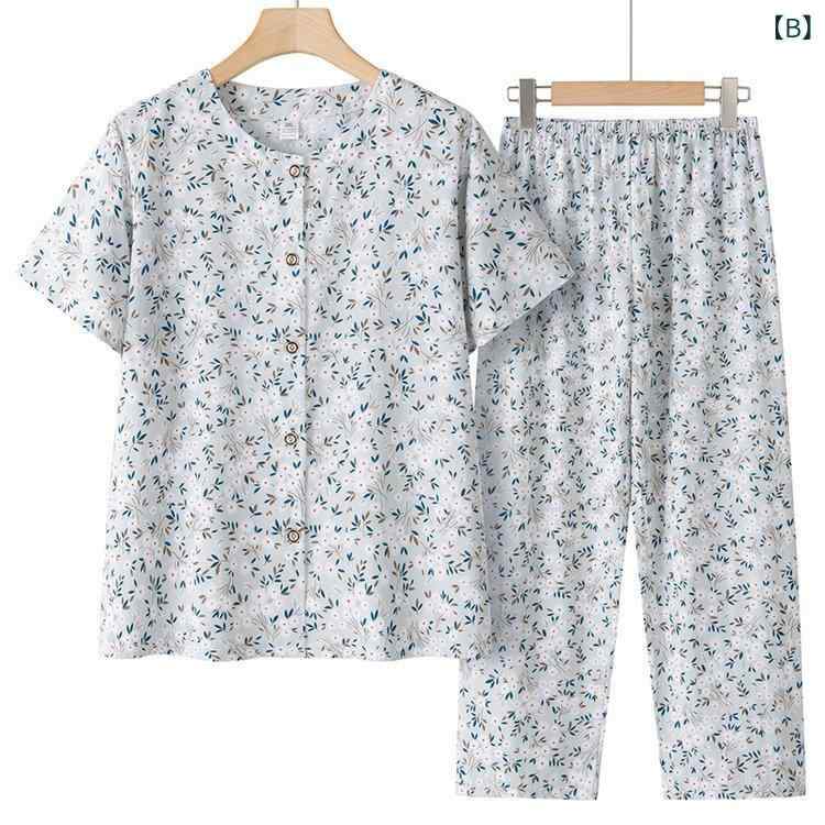 セットアップ レディース ミセス シニア 春夏 半袖シャツ 2点セット 再生繊維 花柄 ゆったり 薄手 クロップドパンツ 普段着 リラックスウェア ajyuri-10460302 あじゅり サンプル画像3
