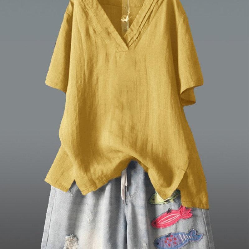 Tシャツ レディース 女性用 春夏 大きいサイズ ゆったり ビッグシルエット オーバーサイズ 体型カバー Vネック 半袖 無地 ポリエステル 切り替え 大人カジュアル 上品 きれいめ 通勤 オフィス 普段使い