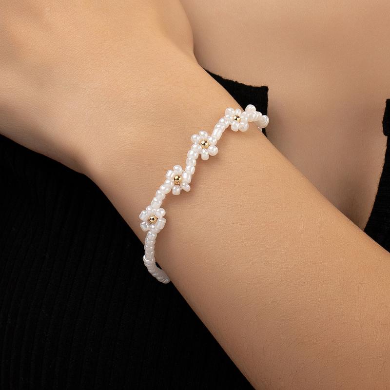 ブレスレット レディース 韓国風 カントリー レトロ ハンドメイド 手編み 小花 フ...