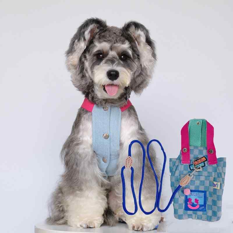 ハーネス 猫 犬用 小型犬 通年 デニム 胸あて式 リード セット 簡単装着 お散歩 軽...