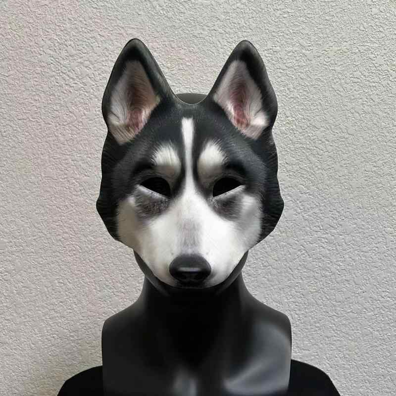 面具 - マスク ハロウィン パーティー イベント 仮装 変装 動物 ハスキー犬 狼 グレーウルフ リアル おもしろ コスプレ かぶりもの グッズ EVA製 秋冬 なりきり 変身 大人用