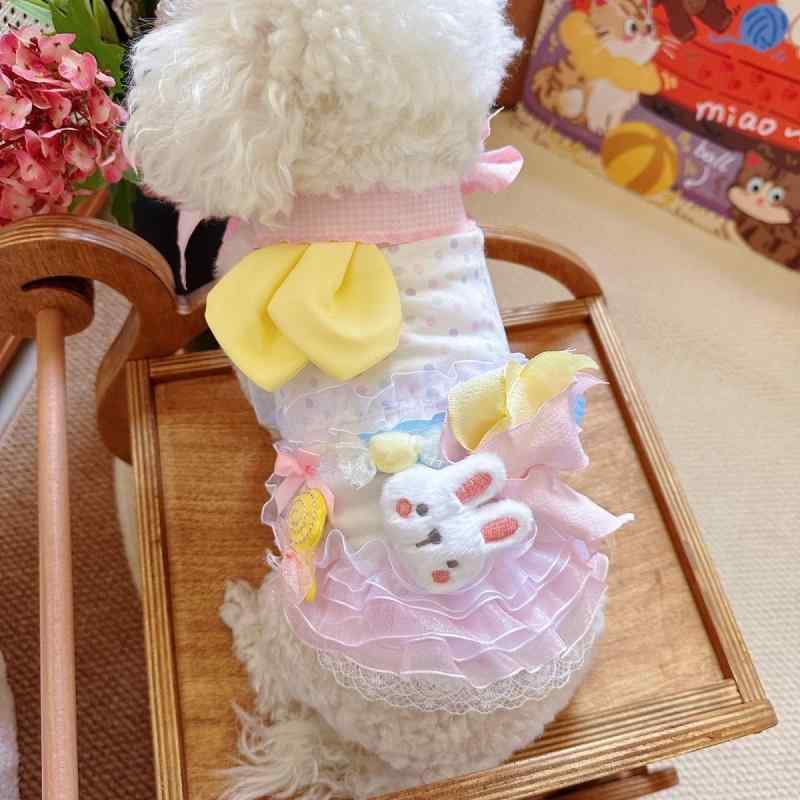 ペットウェア 犬 猫用 小型犬 子犬用 プリンセス ドレス ワンピース ふんわり かわいい クマ柄 ポリエステル 春夏 お出かけ お散歩 ドッグウェア