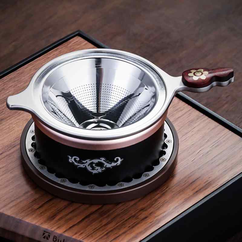 茶器 ステンレス製 茶こし 茶葉フィルター 茶水分離 ストレーナー ひょうたん型 ロート 紅茶 ハーブティー 日本茶 中国茶 衛生的 耐久性 上品 レトロ ティータイム