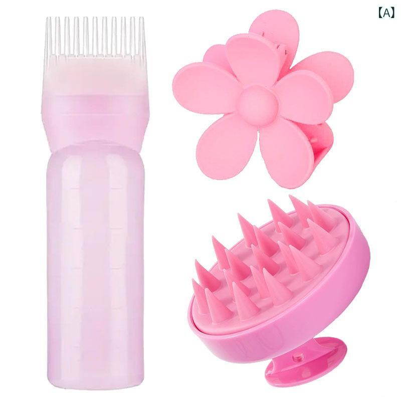 ヘアケアブラシ セット レディース マッサージ 洗髪 シャンプーブラシ 毛染め 櫛 ヘアクリップ 花モチーフ バスグッズ