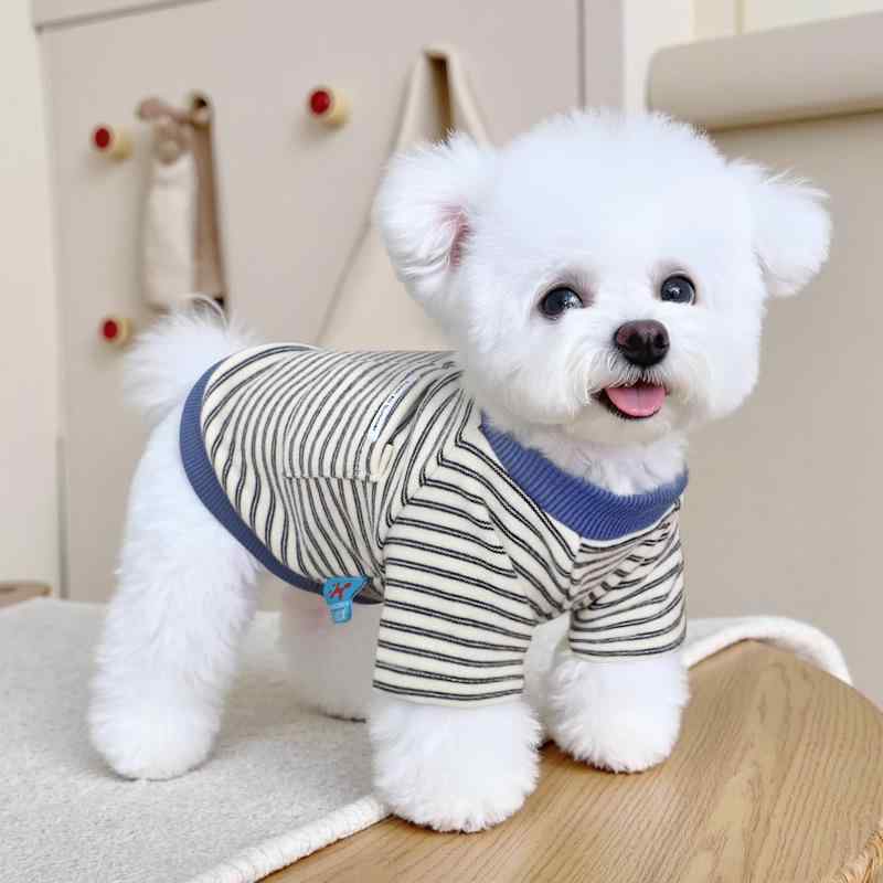 犬服 ペット ストライプ ボーダー柄 半袖 Tシャツ カットソー プルオーバー 春秋 ...