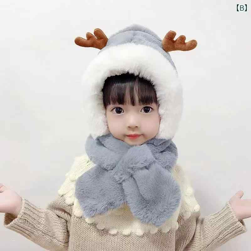 帽子 キッズ ベビー 子供用 マフラー一体型 裏起毛 耳当て付き 防寒 あったか 保温...