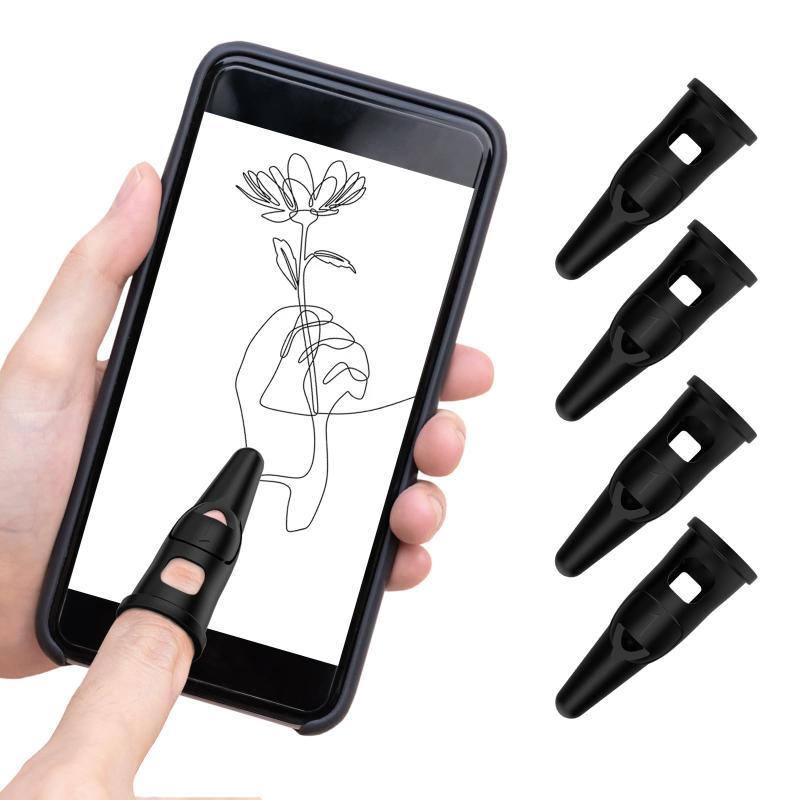 スタイラスペン【2025業界新登場 指サック型タッチペン】超高感度 スマホ たっちぺん Apple iphone iPad Android タブレット Samsung Galaxy Microsoft Sfaceすべてのタッチスクリーン対応 4個入り【指サック型タッチペンの新発想デザイン】指に直接装着できるシリコン製の革新的なスタイラスペンで、指先の動きを正確に再現する設計により、高感度を実現しました。このスタイラスペンは、すべての静電容量式タッチスクリーンに対応しており、スムーズで遅延がなく、スマホの細かい文字やアプリアイコンの操作時でも誤タッチがゼロです。タブレットやスマホで落書きや書き込み、描画をするのにも最適です。【優れた快適性と超高感度】スタイラスは人間工学に基づいたデザインを採用しており、長時間使用しても疲れを感じることなく、自然な使用感を実現しています。「従来のタッチペンと比較して、指サック型タッチペンの感度は40%向上しており、微細な動きをリアルタイムで捉えることができ、タッチが瞬時に画面に反映されることで、より滑らかな書き心地を提供します。【5大保護機能＆優れた携帯性】この指サック型のスタイラスペンは、防汗、滑り止め、落下防止、油防止、指紋防止、画面傷防止などの機能を備えており、筆記、描画、ゲームなどの使用体験を向上させます。この超軽量タッチペンは、通勤鞄やペンケース、ポケットに収納可能で、持ち運びやすいです。【指先に優しい通気設計 - 衛生的なシリコン製タッチペン】柔軟なシリコン素材を使用した指サック型タッチペンで、3D構造の通気孔が指の蒸れを抑制し、快適な装着感を実現します。このタッチペンは水洗い可能でお手入れも簡単です。ほぼ無臭で、肌触りが良く柔らかい設計のため、お子様からご高齢の方まで幅広くご使用いただけます。【タッチペンの幅広い互換性】互換性の高い一体型スタイラスペンは、すべての静電容量式タッチスクリーンデバイスに完全対応しています。このタッチペンは、AppleのiPad、iPad Mini、iPad Air、iPad Pro、iPhone、Kindle、Fire、Androidタブレット・スマートフォン、Samsung、電子辞書など、静電容量式タッチスクリーン製品と互換しています。【2サイズ用意】 この指スタイラスペンには、サイズS とサイズ Mがあります。 ✓ Size S：女性・子供向け（指周り15-18mm） ✓ Size M：男性・一般成人向け（指周り19-22mm）