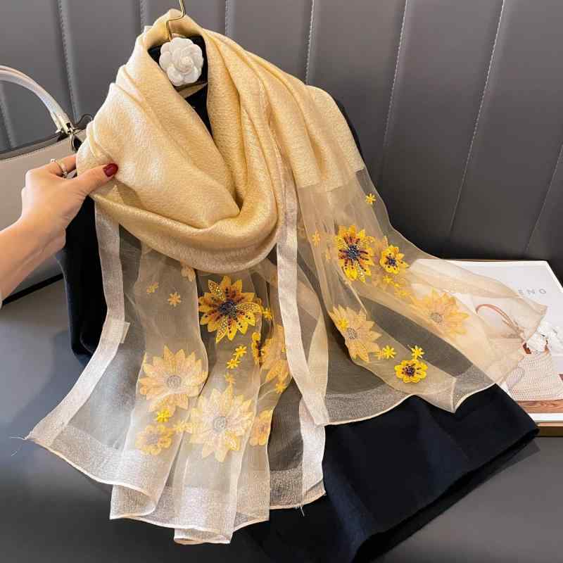 ストール ショール マフラー 手作り 刺繡 牡丹柄 花柄 マルベリーシルク 絹 ウール 大判 秋冬 普段使い フォーマル 中国風 高級感 レトロ