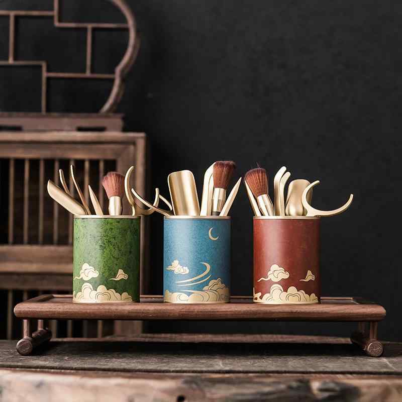 茶道具 彩り漆 祥雲 銅木製 茶道六君子 功夫茶器セット 中国茶器 本格茶道具 オフ...