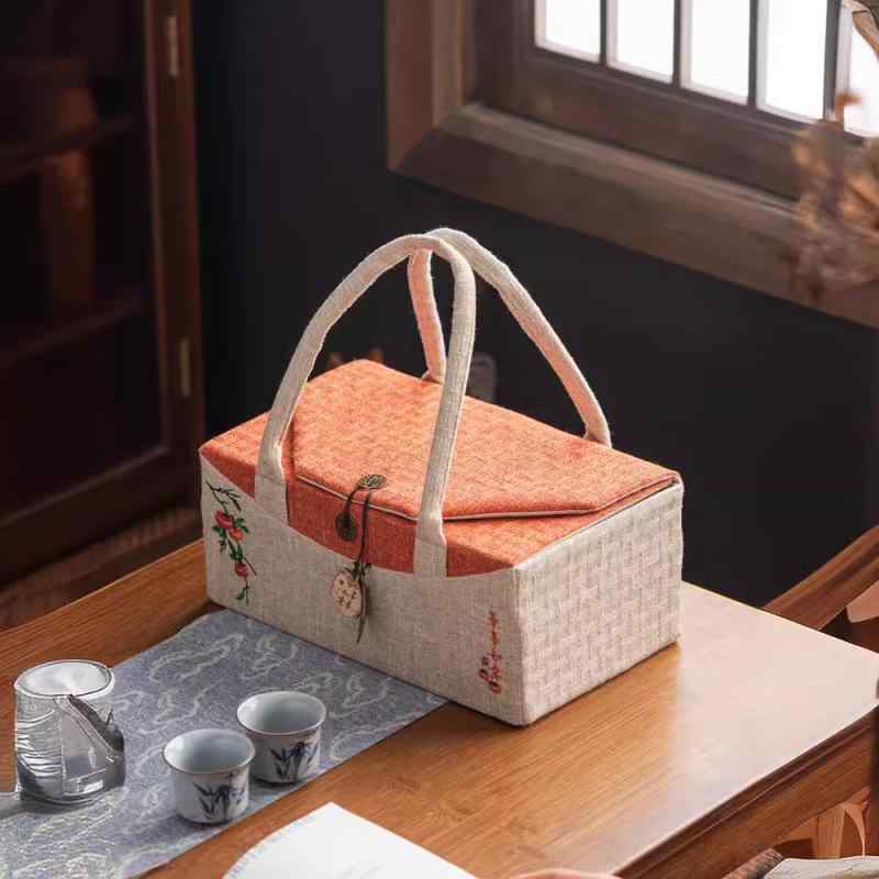 茶器 収納バッグ ポータブル 携帯用 旅行 アウトドア 家庭用 茶道具セット ハードケース 大小サイズ 軽量 コンパクト 普段使い 頑丈 収納ボックス ポーチ 布製 中国風