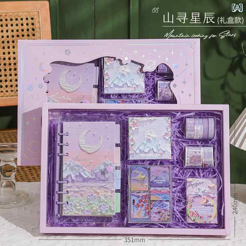 手帳 女の子 ノート ダイアリー レトロ ヴィンテージ 油絵風 かわいい 光影絵夢 ギフトボックス 文房具セット 誕生日 クリスマス プレゼント 贈り物 普段使い ajyuri-10661373 あじゅり サンプル画像2