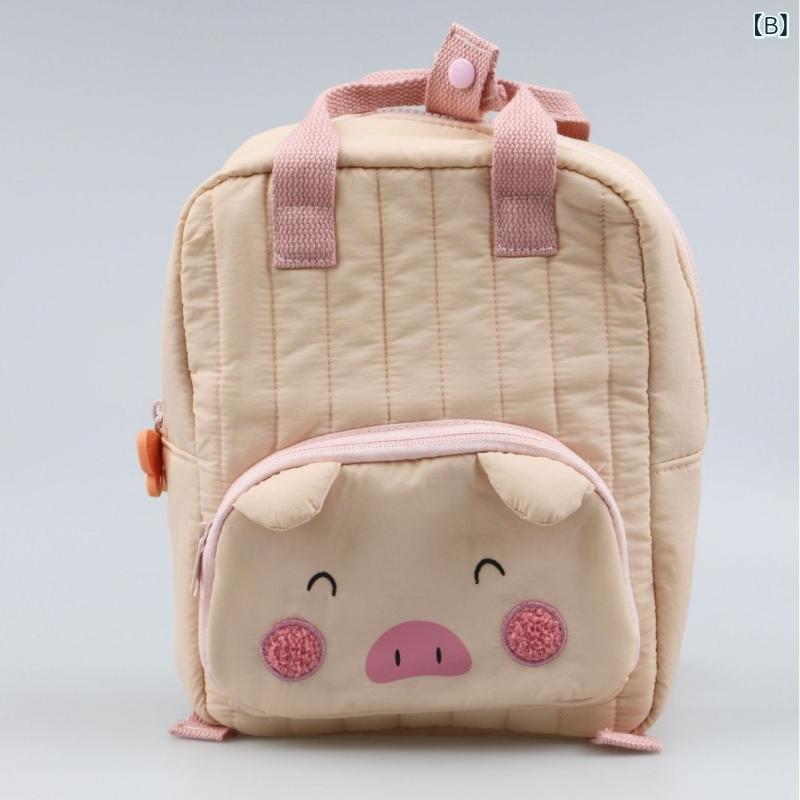 あじゅりのリュックサック キッズ 女の子 男の子 軽量 撥水 遠足 通園 通学 旅行 かわいい 青蛙 刺繍 ナイロン グリーン ピンク｜アングル2