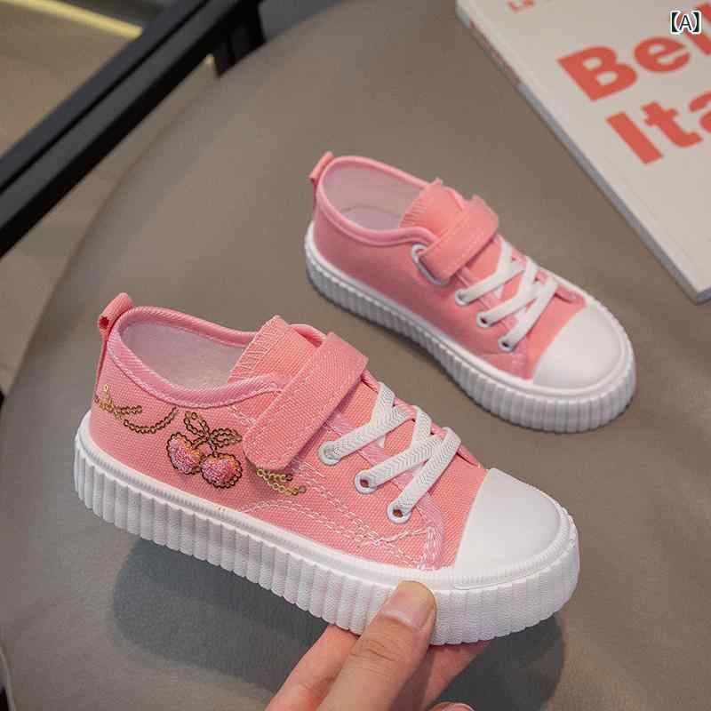 スニーカー キッズ 女の子 帆布 上履き ダンスシューズ 白 軽量 歩きやすい 通気性...