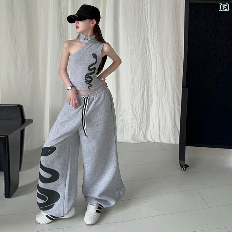 セットアップ キッズ 女の子 ジュニア ガールズ ダンス衣装 派手 ジャズダンス 練習着 レッスンウェア ヒップホップ トップス タンクベスト スウェット ロングパンツ カジュアル 部屋着 運動 スポーツ 動きやすい コットン混