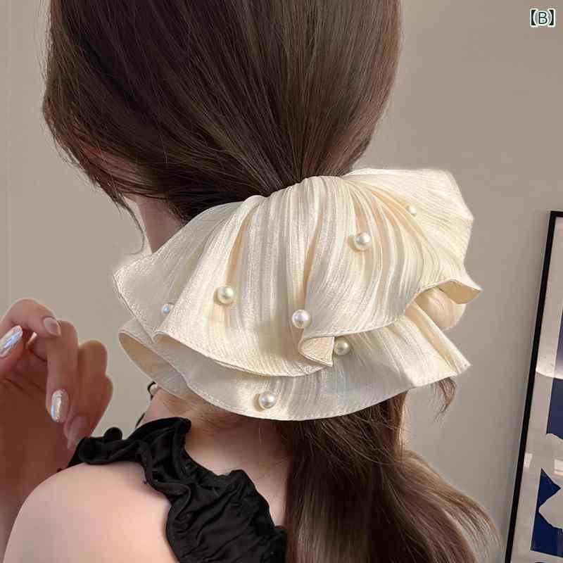ヘアゴム レディース シュシュ ヘアアクセサリー 髪留め サテン プリーツ フェイク...