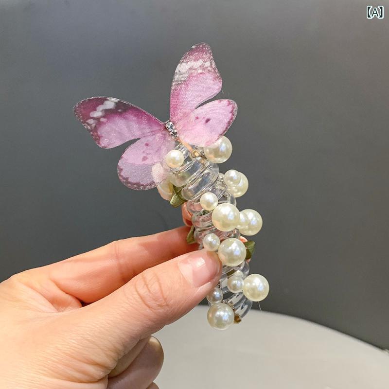 ・カテゴリ: ヘアゴム・素材: 電話線（樹脂）・加工技術: エポキシ・カラー展開: パープルバタフライ、ピンクバタフライ、ブルーバタフライ・デザイン要素: バタフライ・スタイル: 韓国風・仕様: 高弾力・スタイル分類: フレッシュ、スウィート・デザイン要素分類: 動物