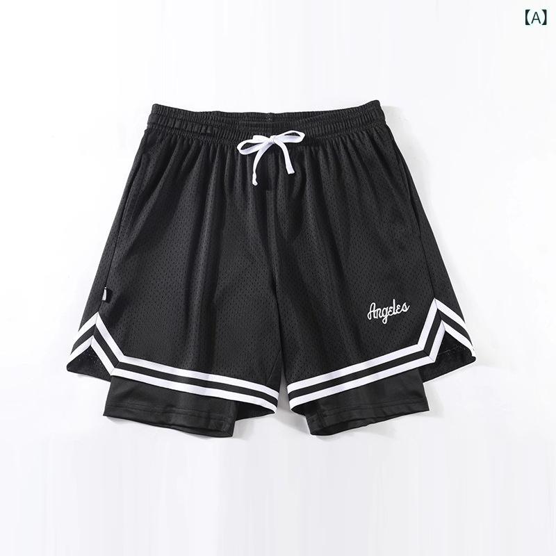 ショートパンツ メンズ スポーツウェア 3分丈 吸汗速乾 二重設計 レギンス付き 快適 バスケットボールパンツ フィットネス ジム トレーニング ランニング 陸上 短パン 運動 紐付き ウエストゴム 動きやすい カジュアル
