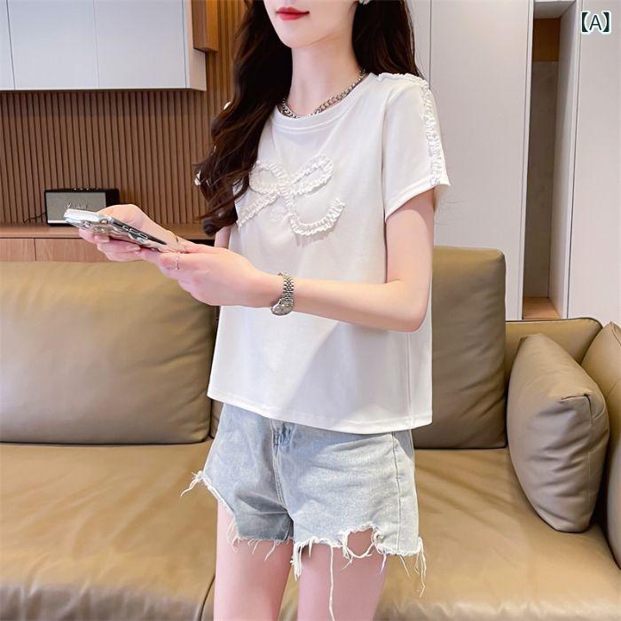 Tシャツ レディース 春夏 半袖 トップス カットソー 丸首 無地 切り替え ゆったり 大きいサイズ 細見え ショート丈 カジュアル シンプル