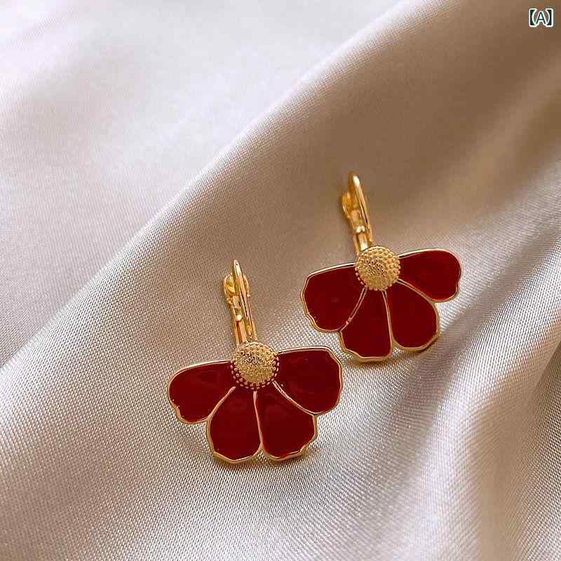 耳飾り レディース フラワー ピアス 高級感 フープピアス 花 モチーフ 揺れる 気質 上品 大人 カジュアル オフィス 通勤 ジュエリー