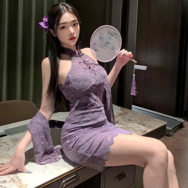 ・カテゴリ: チャイナドレス・スタイル: チャイナドレス・主な素材: ポリエステル・性別: 女性用・カラー展開: パープル、パープル（ショール付き）、ショールのみ・サイズ展開: ワンサイズ、XL・素材含有率: 90%以上95%