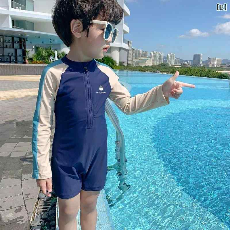 あじゅりの水着 キッズ 男の子 長袖 オールインワン ラッシュガード UVカット 速乾 スイムウェア ベビー ジュニア スイムキャップ付き かわいい アニマル｜アングル3