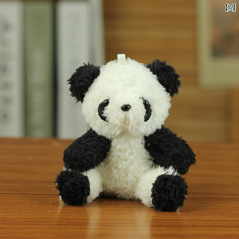 Muñecas Tejedor de llaves señoras pandas mini muñecas super suave cabello corto paquete de tela móvil juguete regalo 10cm — vista 2